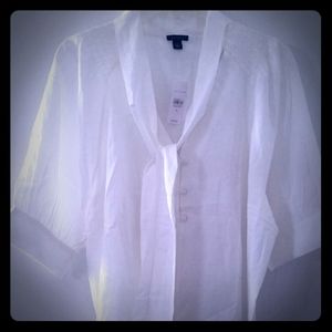 Ann Taylor flowing white blouse